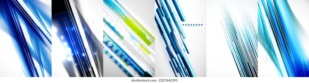 Abstract background vector design set. Mesmerizing Abstract Backgrounds - Dynamic Waves. Vibrant blue colors, graceful movements, and abstract art combine for an energetic, introspective experience