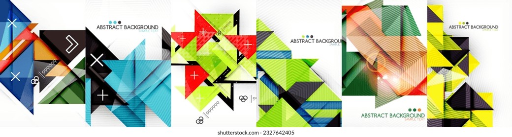 Abstract background vector design set. Striking Abstract Collection - Triangle Low Poly Backgrounds. Captivating designs merge abstract art with precise geometric triangles for a visual experience