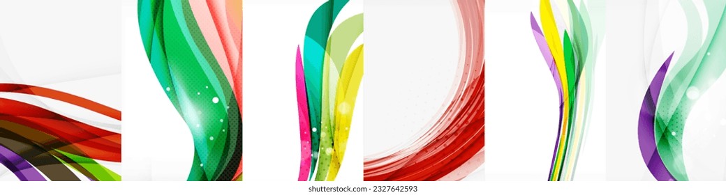 Abstract background vector design set. Mesmerizing Abstract Backgrounds - Dynamic Waves. Vibrant colors, graceful movements, and abstract art combine for an energetic, introspective experience