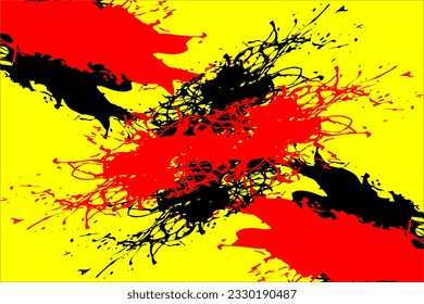 abstract background vector design with spotted pattern in black red color on yellow background