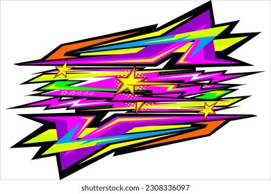 Abstract background vector design with a unique stripe pattern and a mix of bright colors such as pink, yellow, green and others