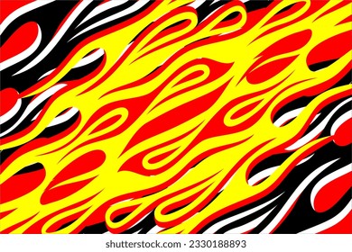 Abstract background vector design with yellow, red and black flame-like patterns, like a fiery flame