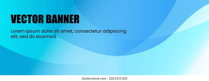 Abstract background vector drawn with sky blue and light blue curved gradient. for headers and banners.