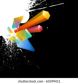 fondo abstracto, vector eps10, elementos de cristal colorido sobre salpicadura blanca