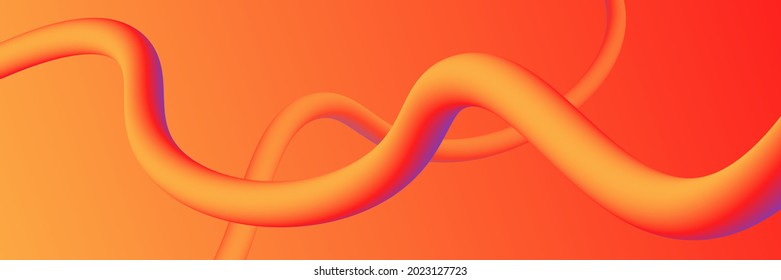 Abstract background vector. Futuristic background design with 3D wave shapes on bright orange and purple gradient.