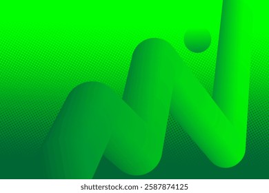 Abstract background vector. Futuristic background design with 3D wave shapes on green gradient. Vector eps