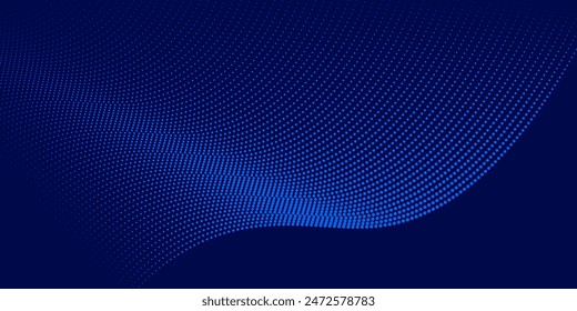 Abstract background vector with gradient blue color halftone texture, simple design banner with copy space text