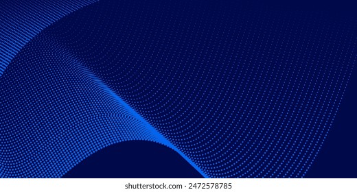 Abstract background vector with gradient blue color halftone texture, simple design banner with copy space text