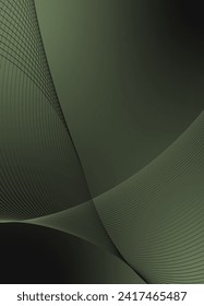 Abstract background vector green, dark with dynamic waves for business. Futuristic technology backdrop with network wavy lines. Premium template with stripes and gradient mesh for banner or poster.