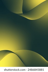 Fondo Abstractas Vector verde, amarillo con ondas dinámicas para los negocios. Telón de fondo de tecnología futurista con líneas onduladas de red. Plantilla Premium con rayas y malla degradada para Anuncio o póster.