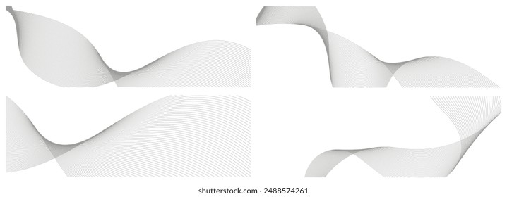 Abstract background vector grey set with dynamic waves for business design. Futuristic technology backdrop with network wavy lines. Premium template with stripes and gradient mesh for banner, poster.