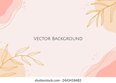 Abstract background vector hand drawn floral background minimalist and simple style fluid shape. pink pastel vector nature background.
