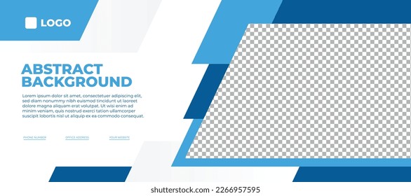 Abstract background vector, horizontal banner with blue and white color scheme, tempalate design for business or medical company