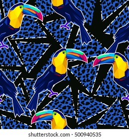 abstract background vector illustration. Color illustration design textiles. print textiles, color trend fashion fabric, Abstract vector toucan seamless.