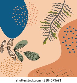 Abstract Background Vector Illustration  decorated with free-form leaves  gradient vintage style