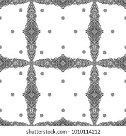 Abstract background. Vector illustration. Ethnic mandala monochrome seamless pattern. Indian ornament.