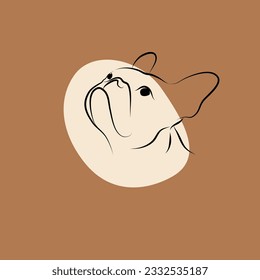 Abstract background vector illustration, line drawing dog breed Bulldog in modern style