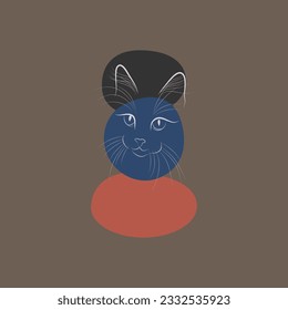 Abstract background vector illustration, line drawing cat in modern style