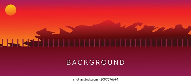 Abstract Background vector illustration with moon and fortress burning red color with abstract object.