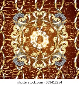 Abstract background. Vector illustration. Oriental vector classic red and golden pattern.