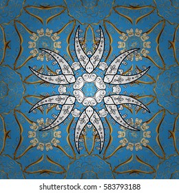 Abstract background. Vector illustration. Oriental vector classic blue and golden pattern.