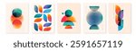 Abstract background vector illustration. Pattern design with graphic shapes, line elements, bright gradient color. Modern poster template in retro bauhaus flat style. Minimal business cover.