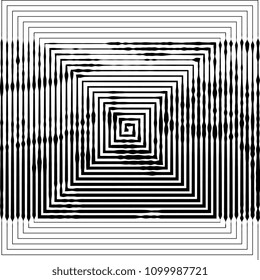 Abstract background. Vector illustration of psychedelic square, twisted comic effect, vortex background. Hypnotic square