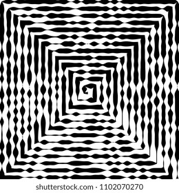 Abstract background. Vector illustration of psychedelic square, twisted comic effect, vortex background. Hypnotic square