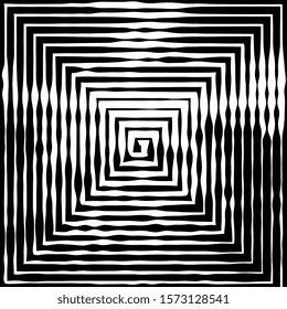 Abstract background. Vector illustration of psychedelic square, twisted comic effect, vortex background. Hypnotic square