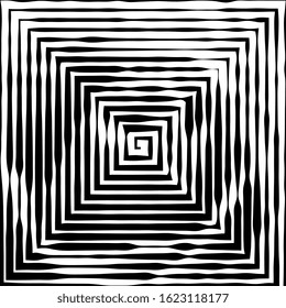 Abstract background. Vector illustration of psychedelic square, twisted comic effect, vortex background. Hypnotic square