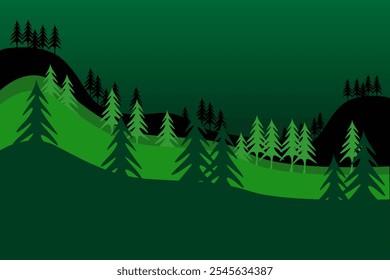 abstract background vector illustration, spruce tree scene, design flat