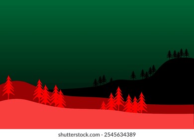 abstrata ilustração de vetor de fundo, cenário de árvore de abeto, design plano