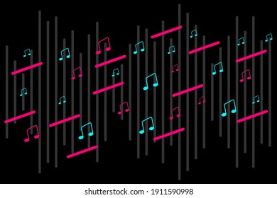 Abstract background. Vector illustration. Background in the style of  social media. Music notes. Funny party design. Vector illustration. EPS10