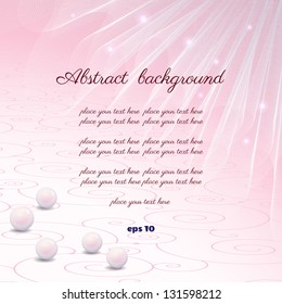 Abstract background. Vector Illustration. Transparent tulle  and pearl beads. Perfectly suitable as a greeting or invitation. Lots of space for your text.