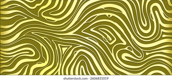 abstract background vector illustration, Abstract wavy golden texture pattern, Psychedelic trippy y2k retro element vector design. Groovy abstract hippie pattern. Cool geometric wave texture.