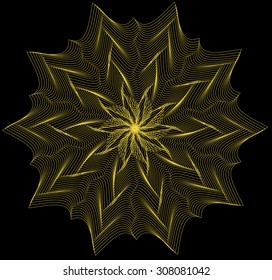 Abstract background, vector illustration with a yellow flower on a black background
