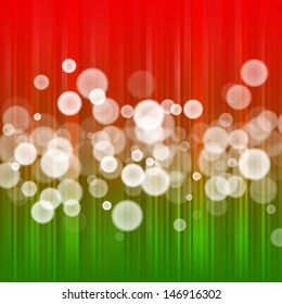 Abstract background. Vector illustration for your new year design. Red, green and white color. Blurred light wallpaper for Merry Christmas. Bokeh.