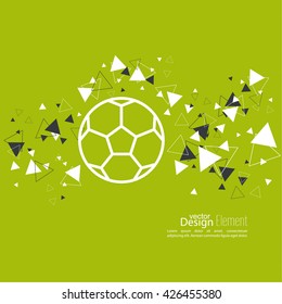 Abstract background with vector image of flying soccer ball. 