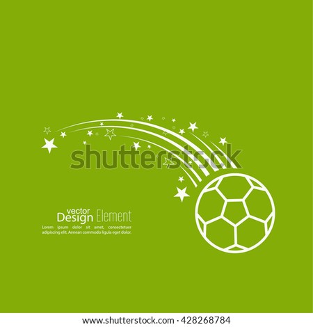 Abstract background with vector image of flying soccer ball. 