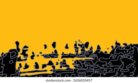 Abstract background vector line free-style made from paint brush and expand brush to free form line. yellow base and black brush color