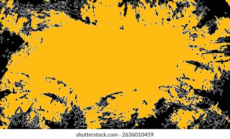 Abstract background vector line free-style made from paint brush and expand brush to free form line. yellow base and black brush color