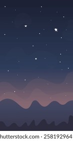 Abstract Background Vector Mobile Wallpaper Dark Blue Landscape Mountains Stars Design