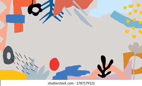 Abstract background vector with natural doodle line arts with copy space for text . Creative pattern with hand drawn shapes. Design background for social media post, cover, print and wallpaper.