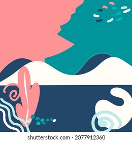 Abstract background vector with natural earth tone Memphis style. Organic shape. Creative pattern with hand drawn shapes. Design background for social media post, cover, print and wallpaper