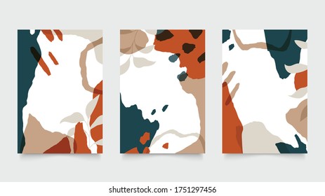 Abstract background vector with natural and floral line arts, Memphis style, Organic shape. Creative pattern with hand drawn shapes. Design background for social media post, cover, print and wallpaper
