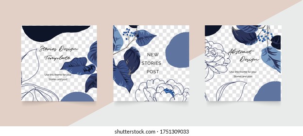 Abstract background vector with natural and floral line arts, Memphis style, Organic shape. Creative pattern with hand drawn shapes. Design background for social media post, cover, print and wallpaper