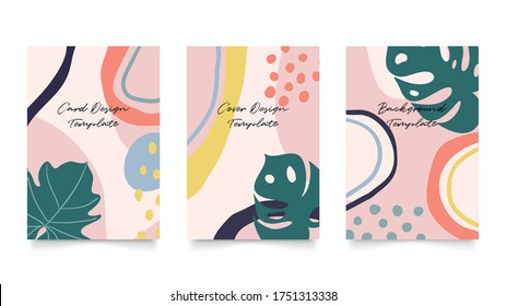 Abstract background vector with natural and floral line arts, Memphis style, Organic shape. Creative pattern with hand drawn shapes. Design background for social media post, cover, print and wallpaper