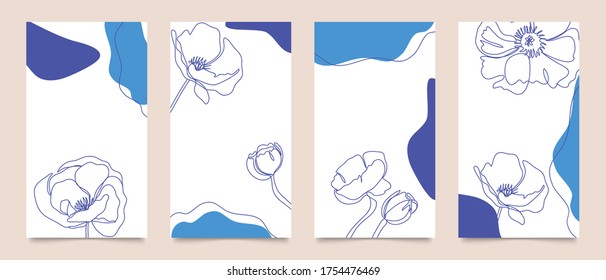Abstract background vector with natural and floral line arts, Memphis style, Organic shape. Creative pattern with hand drawn shapes. Design background for social media post, cover, print and wallpaper