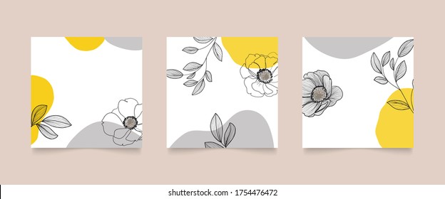Abstracto vector de fondo con artes de línea natural y floral, estilo Memphis, forma orgánica. Patrón creativo con formas dibujadas a mano. Antecedentes de diseño para publicación en medios sociales, portada, papel impreso y papel tapiz
