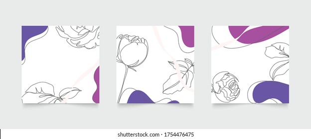 Abstract background vector with natural and floral line arts, Memphis style, Organic shape. Creative pattern with hand drawn shapes. Design background for social media post, cover, print and wallpaper